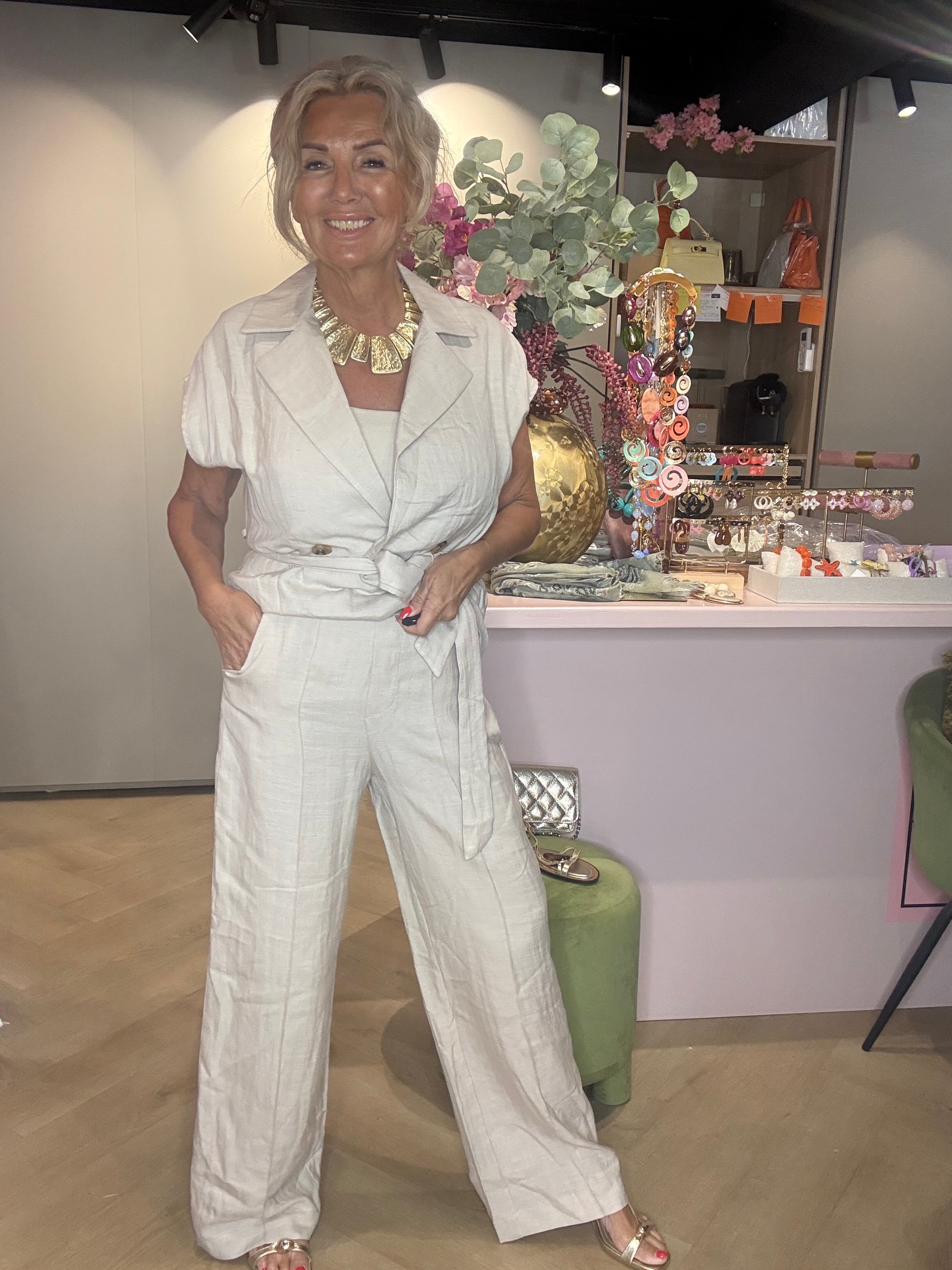 Linnen Pantalon Broek Beige
